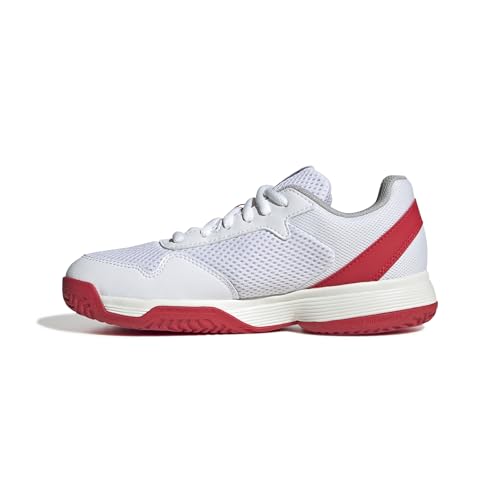 adidas kids tennis shoes courtflash sneaker, ftwr white/core black/lucid red, 21 eu