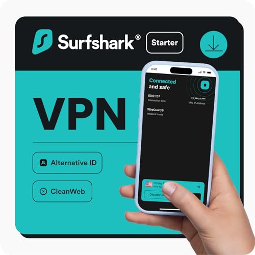 Produktbild: vpn surfshark 12 monate digitaler code, online sicherheit und datenschutz