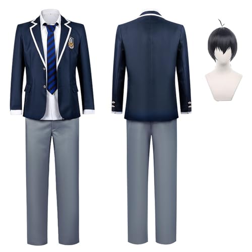 isagi yoichi cosplay kostüm uniform blue lock mit perücke für halloween karneval