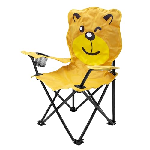spetebo kinder campingstuhl faltbar mit drinks holder, motiv bär, gartenstuhl mit tasche