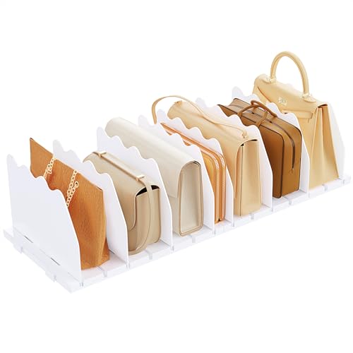 regalteiler für schrank von spacekeeper, verstellbarer organizer für handtaschen und geldbörsen, weiß