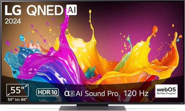 lg qned 86t6a 55 zoll qned smart tv 120hz für 696,64 euro statt 777 euro