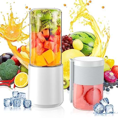 smoothie maker tragbarer mixer 400ml mini blender mit 1 glasbecher und 6 klingen - weiß