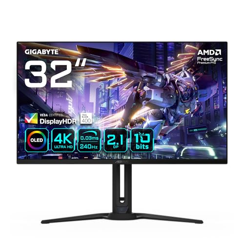 gigabyte aorus 32 zoll oled displayport 2.1 monitor schwarz 400 nits