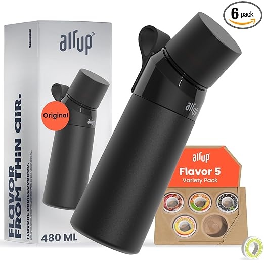 air up Twist Pro Flasche Edelstahl 480ml Starter Set inkl. 5 Pods, schwarz