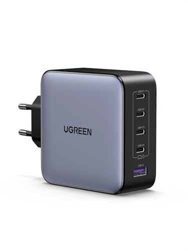 ugreen nexode 100w usb c ladegerät 5-port gaN kompatibel mit macbook, iphone 16, galaxy s24