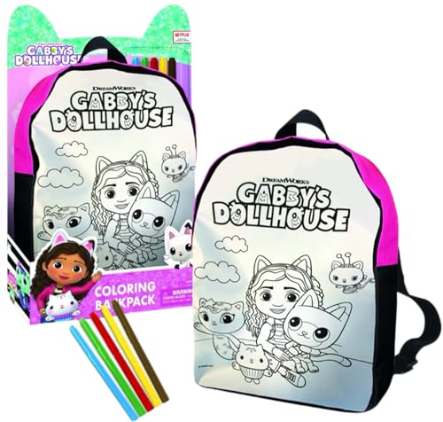cefa toys rucksack zum ausmalen gabby puppenhaus inkl. 5 filzstifte, ab 3 jahren
