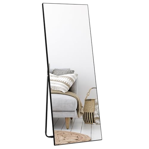Produktbild: Horlimer Standspiegel 150x51 cm, schwarzer Rahmen, Ganzkörperspiegel für Wohnräume