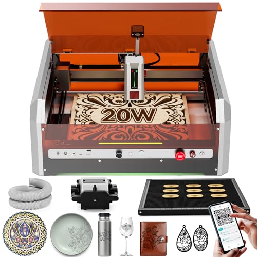 laser graviermaschine 20W, woxcker L8 MAX mit air assist, für holz, metall, acryl, glas