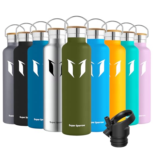 super sparrow edelstahl wasserflasche 350 ml bis 1 l, auslaufsicher, bpa-frei, kinder