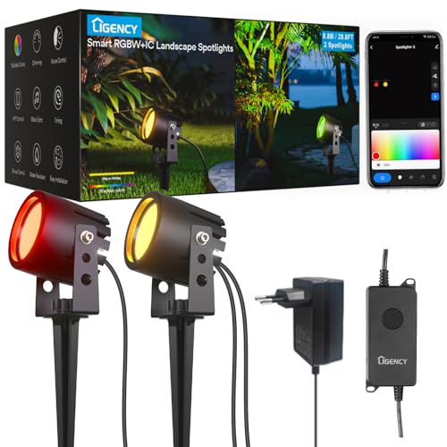 ligency außenleuchten rgbw led-strahler mit timer, ip65 wasserdicht, für garten, hof, weg