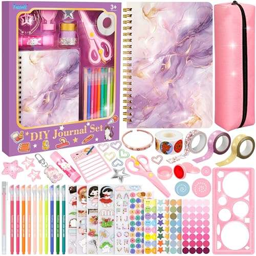 diy journal set kinder scrapbook, a5 notizbuch, geschenk für mädchen 6-12 jahre