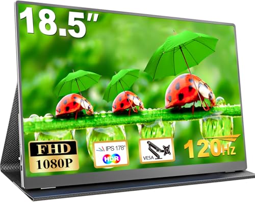 Portable 18,5 Zoll Monitor - 120Hz IPS 1080P HDR für Laptop, Mac, PS5, Xbox