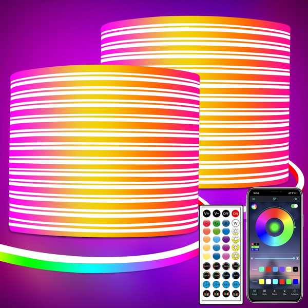 Neon RGB LED Streifen 30m, IP65 wasserdicht, Fernbedienung, APP Steuerung, 24V