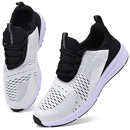 sportschuhe atmungsaktive turnschuhe mesh fitness sneaker herren damen XZ471 schwarz weiß EU40