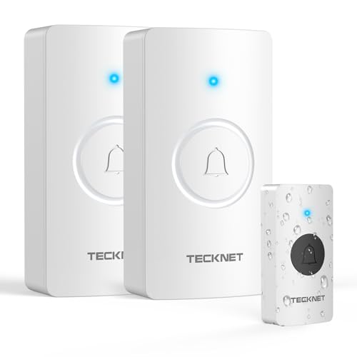 funkklingel TECKNET 400m reichweite wasserdicht ip67 2 empfänger 60 melodien weiß