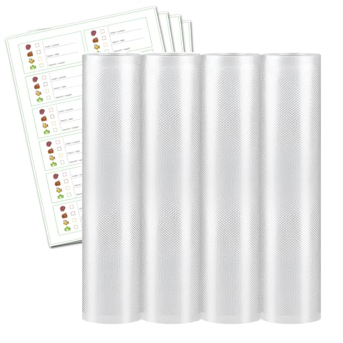 qyrrvxy vakuumbeutel für lebensmittel, 4 rollen  25 x 600 cm, BPA-frei, kochfest, sous vide