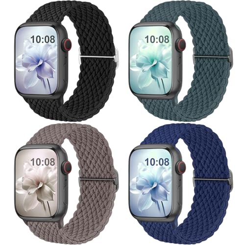 jiamus geflochtenes armband für apple watch 44mm 45mm 46mm 49mm elastisch solo loop