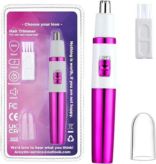 nasenhaartrimmer frauen, schmerzloser ohr- und nasenhaartrimmer, wasserdicht, rose lila