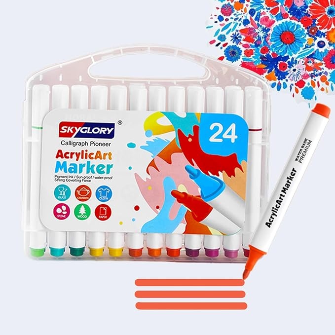 Yolistar Acryl Stifte 24 Farben Wasserdicht für Stein, Holz, Glas, Papier, Deko