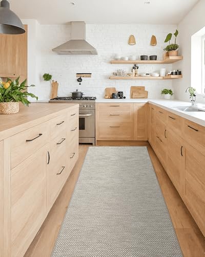 küchenteppich COLOR&GEOMETRY rutschfest waschbar 70x304cm beige gummi 4mm dünne fußmatte