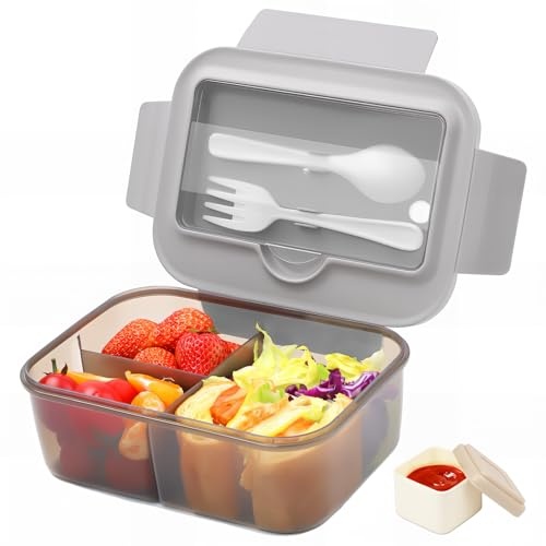 bugucat brotdose kinder 1400ml auslaufsicher bento box mit besteck grau