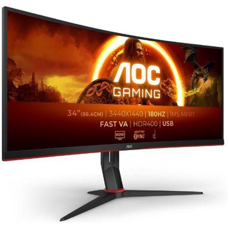 aoc cu34g2xpd 34 wqhd curved gaming monitor 180hz für 279 euro statt 320 euro