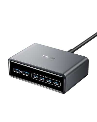 anker prime ladegerät 200w 6 anschlüsse gaN usb-c pd ladestation für iphone, samsung, macbook