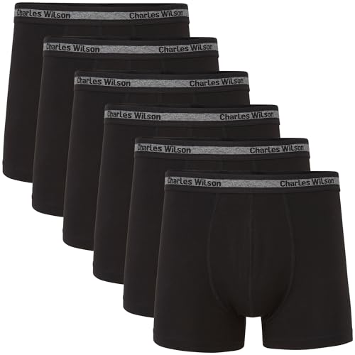 charles wilson trunk boxershorts männer, 6er pack, schwarz, gr. m