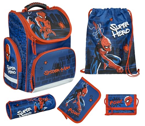 spider man schulranzen set undercover - 1. klasse - geldbeutel, sportbeutel, etuis, jungen