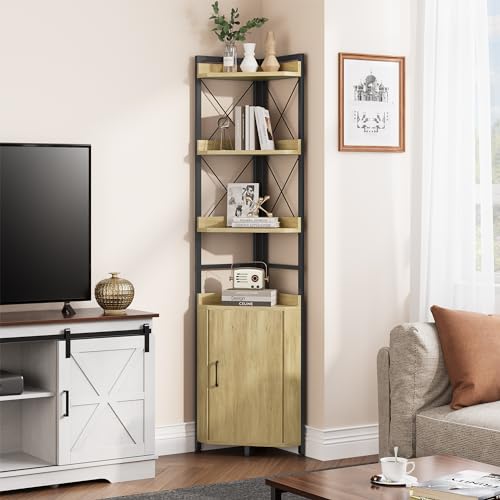 YITAHOME eckregal 4 ebenen holz industrie bücherregal standregal für wohnzimmer flur
