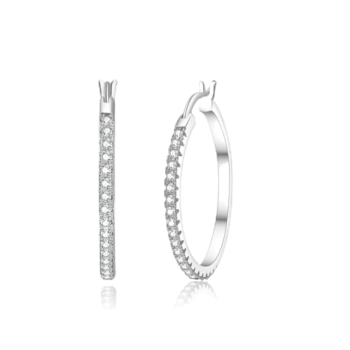 creolen silber 925 für damen, xOEMEL, zirkonia hypoallergen, 14K vergoldet