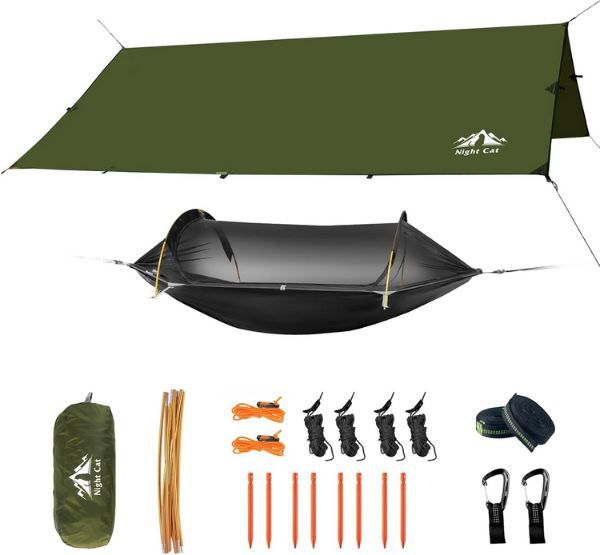 night cat camping hängematte mit moskitonetz und tarp 49,99 statt 100