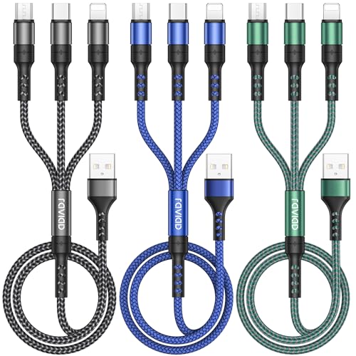 multi usb kabel 3 in 1 nylon schnell 1.2m für iphone android huawei raviaid