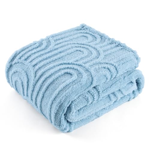 Bedsure kuscheldecke flauschig fleecedecke hellblau 150 x 200 cm für bett und couch