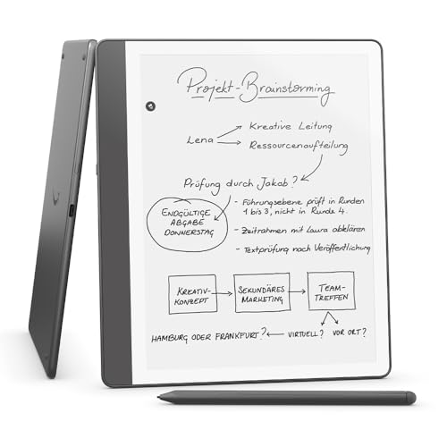 amazon kindle scribe 32 gb, redesigned display, notizen zusammenfassen, tungsten grey