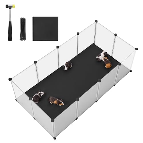 kleintiergehege songmics mit bodenplatten für hamster, kaninchen, meerschweinchen, 143 x 73 x 46 cm, weiß