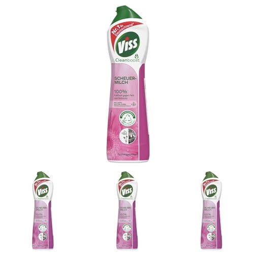 viss scheuermilch 500 ml mit natürlichen reinigungspartikeln, frühlingsblüten, 4 stück