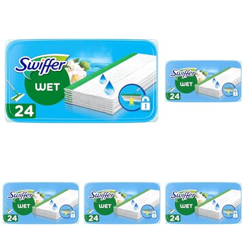 swiffer feuchttücher für bodenwischmopp, früh morgens duft, 24 tücher, packung 5