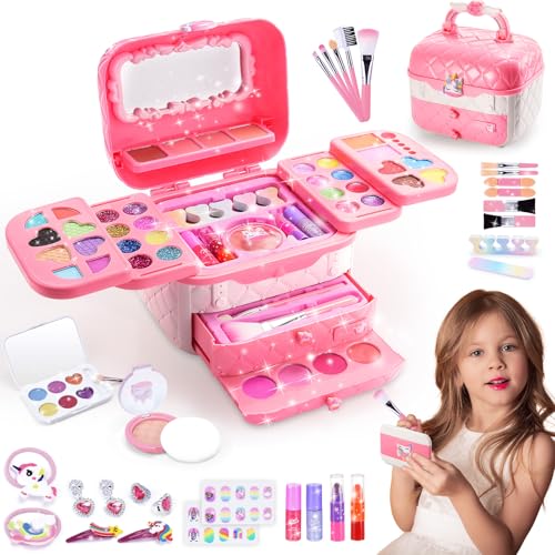 hapikids kinderschminke set für mädchen 3-10 jahre, geschenkidee schminkkoffer