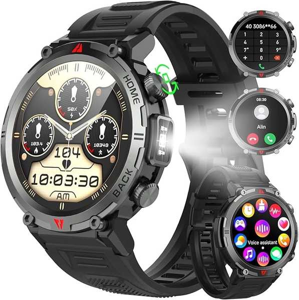 ifmda smartwatch herren mit telefonfunktion, 1,45 zoll touchscreen, sportmodus, fitnessuhr, iOS Android