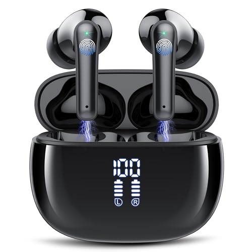 bluetooth kopfhörer kabellos 5.3, in ear mit 4 hd mikrofon, 48 std spielzeit, ip7 wasserdicht, usb-c, schwarz