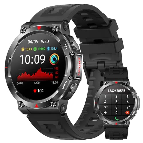 imfrchcs smartwatch herren, smartwatch mit telefonfunktion 1,39" touchscreen, wasserdicht, fitness tracker für android und ios