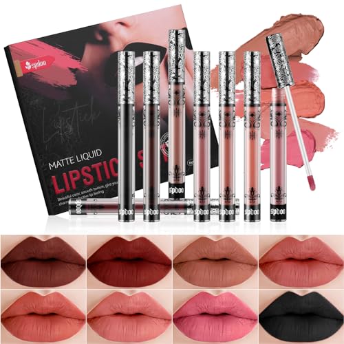 greyghost lippenstift set 8 farben matt, nudetöne, 24 stunden halt für muttertag, halloween