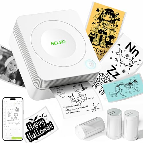 nelko mini drucker pm230 bluetooth thermodrucker für aufkleber und fotos, weiß