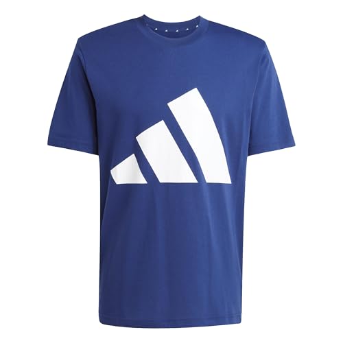 adidas t-shirt herren essentials big logo single jersey dunkelblau/weiß, L