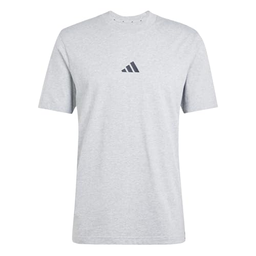 adidas t-shirt für männer, essential drei streifen, grau heather/schwarz, m