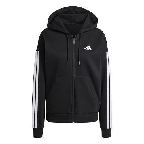 adidas damen fleece hoodie mit 3-stripes und full-zip, essentials kollektion