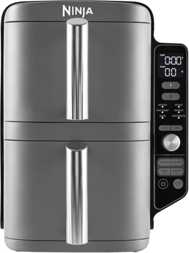 ninja heissluftfritteuse doppelkorb 9,5l air fryer 4 kochstufen grau SL400EU