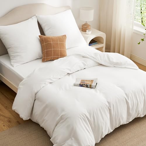 bedsure bettwäsche 135x200 weiß 2-teilig - bettbezug 135x200 cm, kissenbezug 80x80 cm, öko-tex